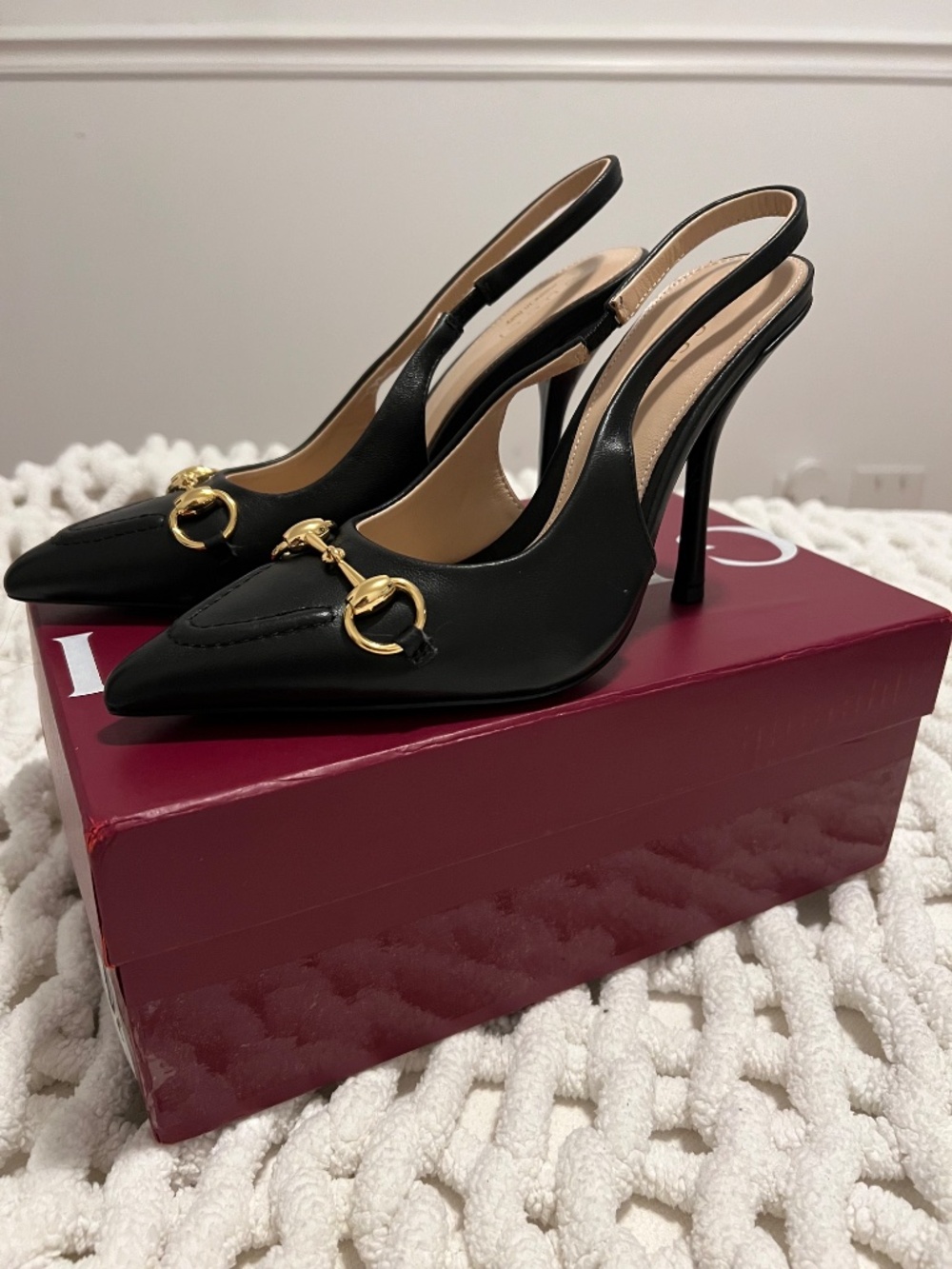 Gucci Black Leather Horsebit Slingback Heels - Picture 3 of 6